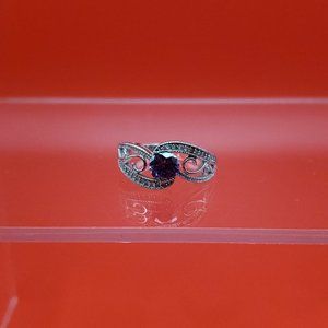 Size 7 Silver Brilliant Purple Cubic Zirconia Ring
